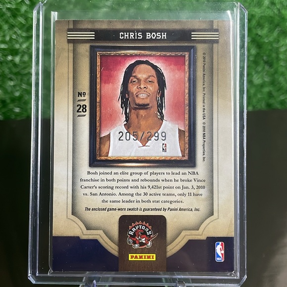 82. Panini COURT KINGS CHRIS BOSH JERSEY CARD-Game worn numbered card 209/299 🔥🔥 - Picture 2 of 4